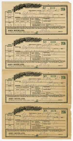 [Four Poll Tax Receipts for the Yates Family]