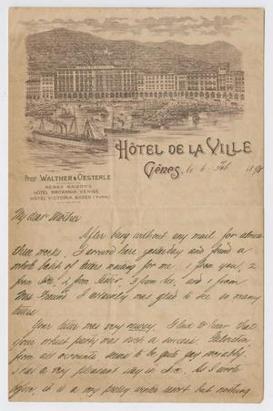 [Letter from Daniel Webster Kempner to Eliza Sinsheimer, February 6, 1898]