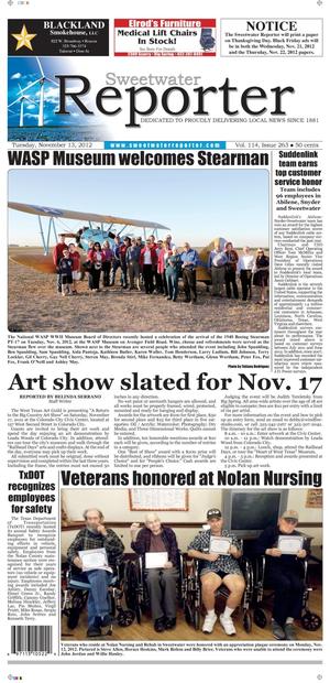 Sweetwater Reporter (Sweetwater, Tex.), Vol. 114, No. 257, Ed. 1 Tuesday, November 13, 2012