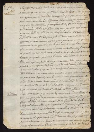 Primary view of [Copy of Correspondence between Luis Menard and the Governor]