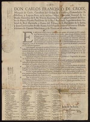 Primary view of [Printed Royal Edict from King Carlos III]