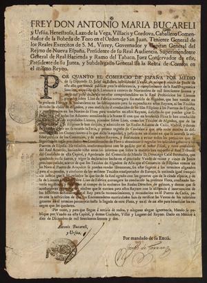 Primary view of [Royal Decree Promulgated by Don Antonio María Bucareli y Ursúa]