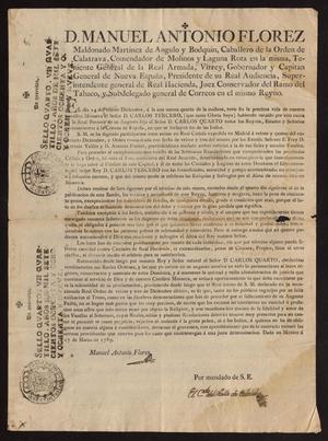 Primary view of [Printed Decree on Carlos III's Death]