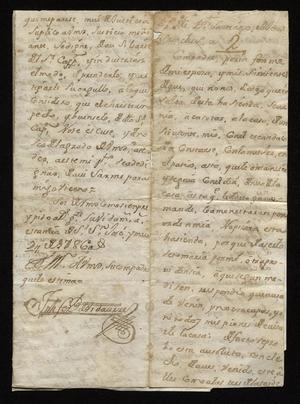 Primary view of [Letter from Joseph Fernando de Vidaurre to Santiago de Jesús Sánchez, May 9, 1786]