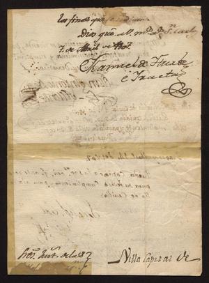 Primary view of [Message on Unclaimed Goods from Manuel de Iturbe]