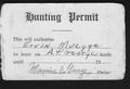 Text: [Hunting Permit issued to Ervin Muegge by Mrs. A.P. George]
