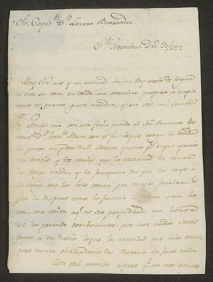 Primary view of [Letter from José Ignacio Ronquilla to José Lázaro Benavides, December 30, 1822]