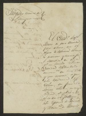 Primary view of [Letter from Eugenio Cisneros to the Laredo Alcalde, October 14, 1833]