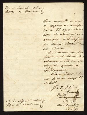 Primary view of [Letter from José Ignacio de la Peña to the Laredo Ayuntamiento, May 16, 1831]