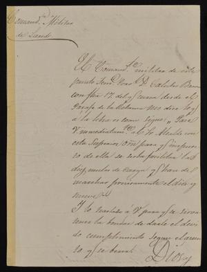 Primary view of [Letter from Francisco de la Garza to the Laredo Alcalde, May 17, 1842]