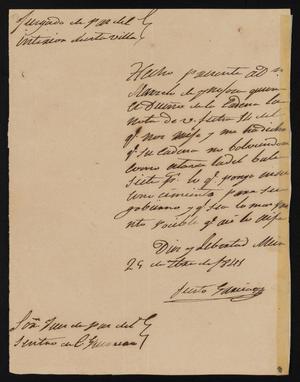 Primary view of [Letter from Justo García to the Justice of the Peace in Guerrero, September 29, 1841]