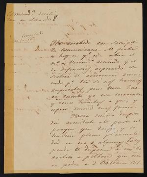 Primary view of [Letter from Manuel Lafuente to the Laredo Justice of the Peace, July 10, 1841]