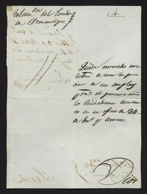 Primary view of [Letter from Governor Lucas Fernández to the Laredo Ayuntamiento, April 9, 1827]