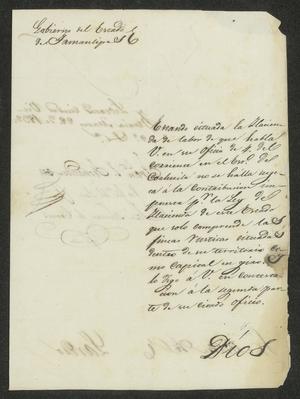 Primary view of [Letter from Governor Fernandez to the Laredo Alcalde, March 28, 1832]