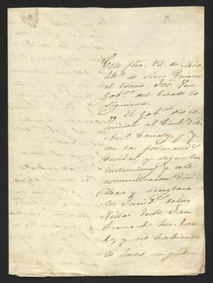 Primary view of [Letter from José Guadalupe de Samano to the Laredo Ayuntamiento, April 5, 1833]