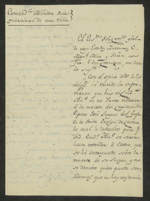 Primary view of [Letter from the Comandante Militar to the Laredo Alcalde, March 11, 1832]