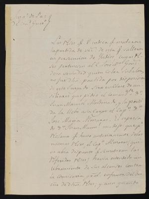 Primary view of [Letter from Antonio Cuellar to the Laredo Justice of the Peace, May 31, 1838]