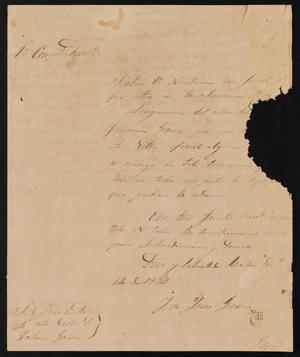 Primary view of [Letter from Ignacio García to the Justice of the Peace in Laredo, January 14, 1841]