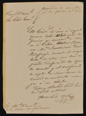 Primary view of [Letter from Trinidad Vela to the Laredo Alcalde, January 27, 1845]