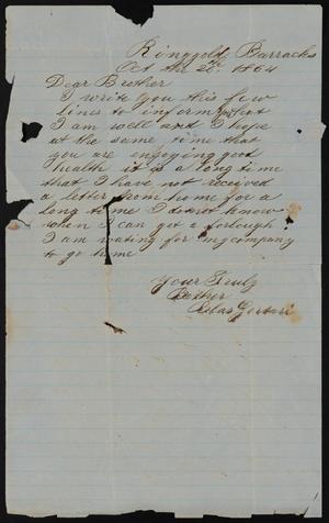 Primary view of [Letter from Blas Gortari to his brother, October 26, 1864]