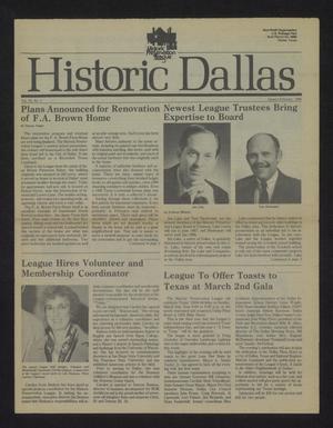 Historic Dallas, Volume 9, Number 1, January-February 1986