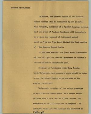 Primary view of object titled '[News Script: Houston schoolboard]'.