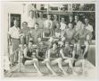 Photograph: [Group portrait of coaches with swimmers]