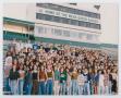 Photograph: [Photograph of TAMS students on UNT stadium bleachers]