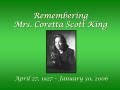 Thumbnail image of item number 1 in: '[Remembering Mrs. Coretta Scott King presentation]'.