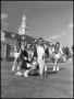 Photograph: [Marching Band Baton Twirlers Majorettes on Campus]