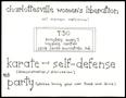 Text: Flyer, "Charlottesville Women's Liberation, Karate and Self-defense (…