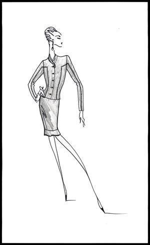 Primary view of object titled '[Sketch created by Michael Faircloth of a suit for Laura Bush]'.