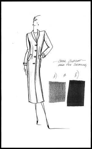 Primary view of object titled 'Art print of a sketch created by Michael Faircloth of a garment for Laura Bush's inauguration.'.