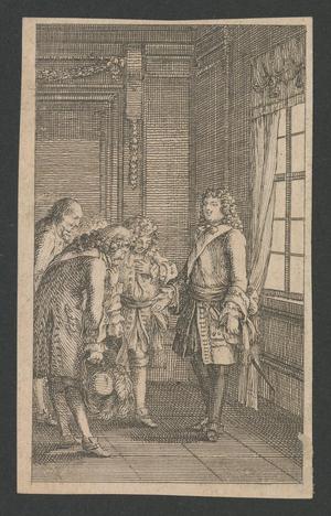 Primary view of [Etching and engraving of a group of four men conversing]
