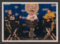 Photograph: [Eddie Cheever, Buddy Lazier, and Scott Goodyear speaking with the me…