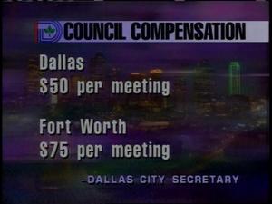 Primary view of [News Clip: Council pay]