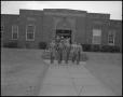 Photograph: [Group leaving Robert E. Lee School]