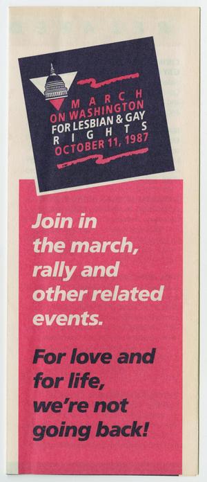 Primary view of object titled '[Pamphlet: March on Washington for Lesbian & Gay Rights]'.