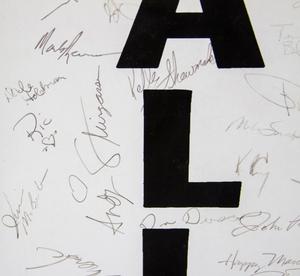 Primary view of object titled '[Dallas poster from the March On Washington (signature close up)]'.