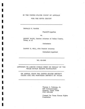 Primary view of object titled '[Amicus Brief Pertaining to the Case of Baker vs. Wade, cause no. 82-1590, 1980.]'.