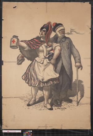 Primary view of object titled '[Marianne and soldier collect for the Red Cross]'.