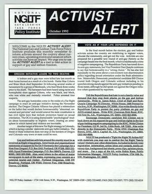 Primary view of object titled 'Activist Alert: October 1992'.