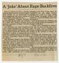 Clipping: [Newspaper clipping: A 'Joke' About Rape Backfires]