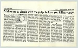 Primary view of object titled '[Dallas Times Herald clipping: Make sure to check with the judge before you kill anybody]'.