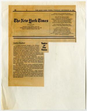 Primary view of object titled '[The New York Times clipping: Justice bashed]'.