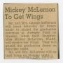 Clipping: [Clipping: Mickey McLernon to Get Wings]