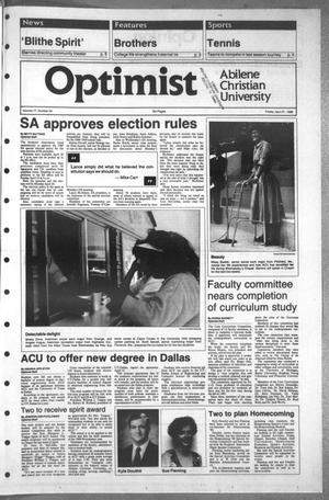 Primary view of The Optimist (Abilene, Tex.), Vol. 77, No. 54, Ed. 1, Friday, April 21, 1989