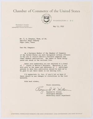 Primary view of [Letter from Raymond H. Wilson to I. H. Kempner, May 13, 1953]