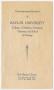 Pamphlet: [Pamphlet: Commencement Exercises of Baylor University. Colleges of M…