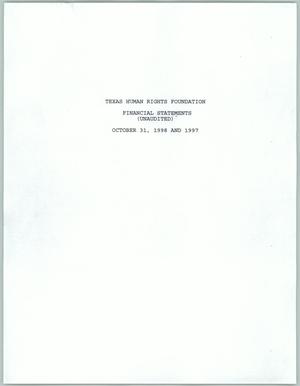 Primary view of Texas Human Rights Foundation, Inc. Financial Statements: 1998 and 1997